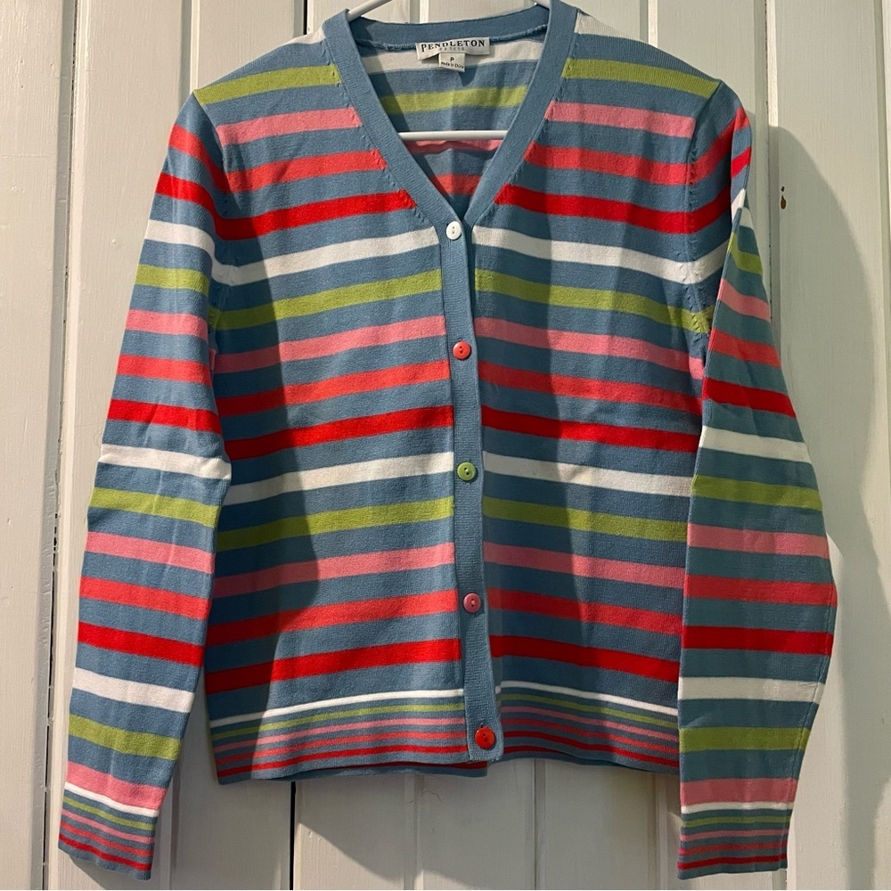 PENDLETON striped cardigan sweater??petite X-small?? Like new